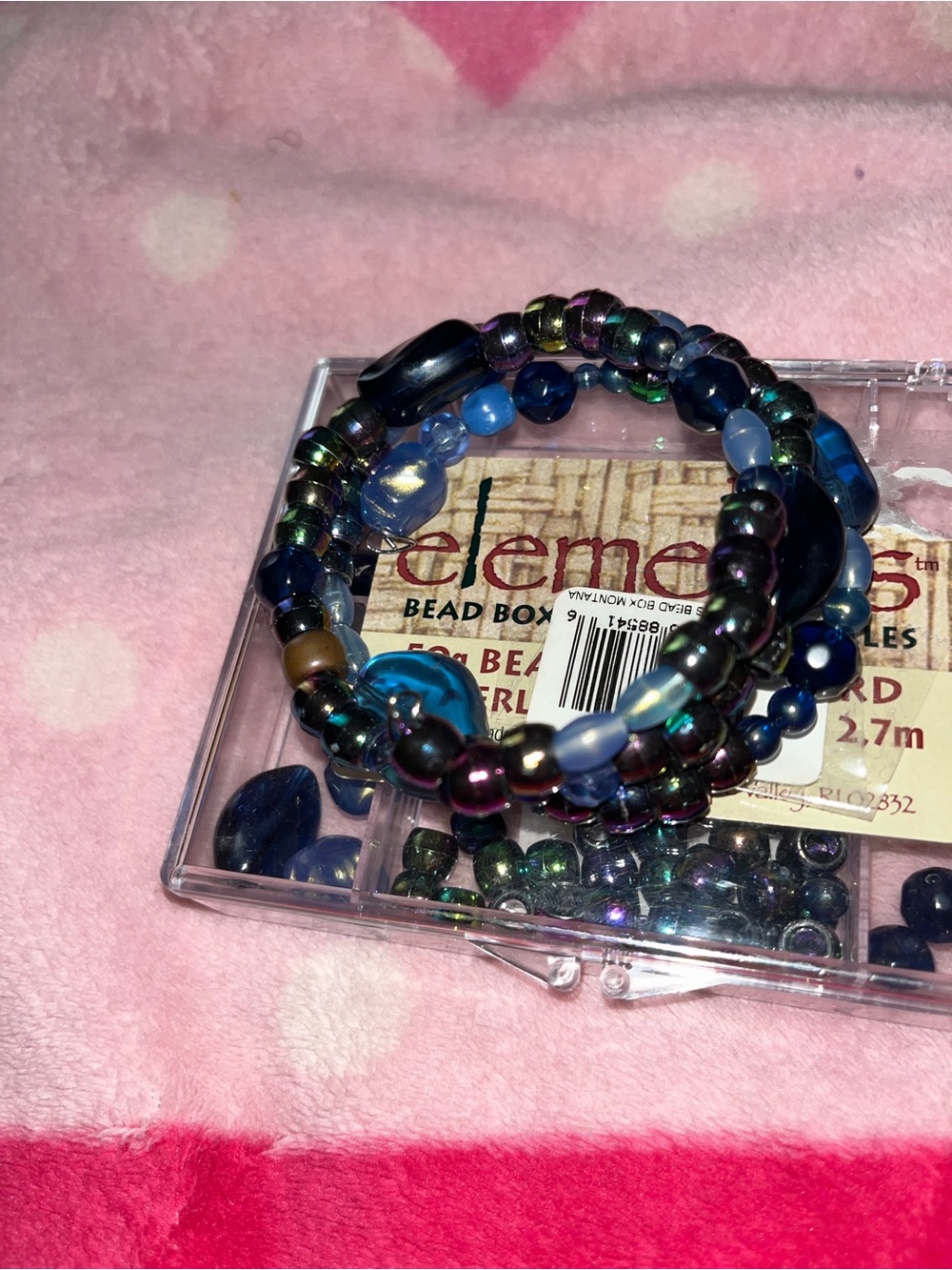 Multi-Blue Beaded Coil Bracelet by Banana Huang